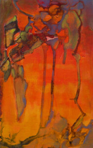 1995 - acrylique, encre et papiers collés sur bois - 33 x 50 cm Peinture abstraite acrylique sur bois de Fred Soula, sculpteur plasticien en Dordogne