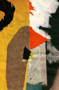 Papiers sous verre - 15 x 10 cm - 1997 Collage de l'artiste Fred SOULA, sculpteur plasticien en Dordogne