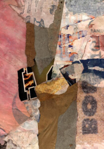 Papiers sous verre - 30 x 24 cm - 1997 Collage de l'artiste Fred SOULA, sculpteur plasticien en Dordogne