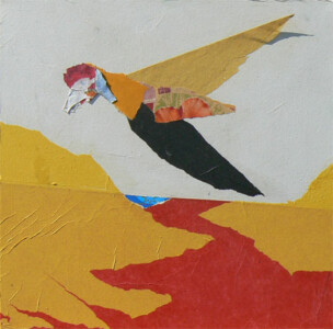 Papiers et acrylique sur toile - 40x40cm - 2009 Collage papiers sur toile de l'artiste Fred SOULA, sculpteur plasticien en Dordogne