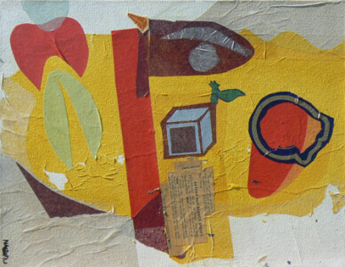 Papiers et acrylique sur toile - 2007 Collage papiers sur toile de l'artiste Fred SOULA, sculpteur plasticien en Dordogne