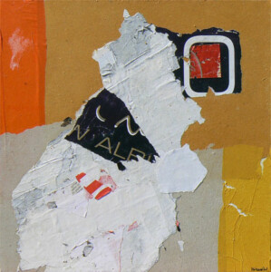 Papiers et acrylique sur toile - 2009 Collage papiers sur toile de l'artiste Fred SOULA, sculpteur plasticien en Dordogne