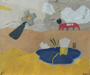 Papiers et acrylique sur toile - 2007 Collage papiers sur toile de l'artiste Fred SOULA, sculpteur plasticien en Dordogne