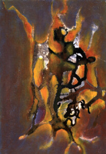 1994 - encre et acrylique sur bois - 27x19 cm Peinture abstraite acrylique sur bois de Fred Soula, sculpteur plasticien en Dordogne