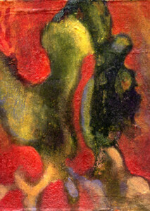 1995 - papier,encre et acrylique sur bois - 25x20 cm Peinture abstraite acrylique sur bois de Fred Soula, sculpteur plasticien en Dordogne