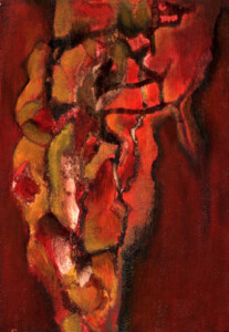 1994 - encre et acrylique sur bois - 27x19 cm Peinture abstraite acrylique sur bois de Fred Soula, sculpteur plasticien en Dordogne