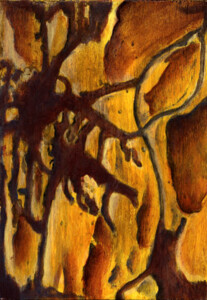 1994 - encre et acrylique sur bois - 27x19 cm Peinture abstraite acrylique sur bois de Fred Soula, sculpteur plasticien en Dordogne