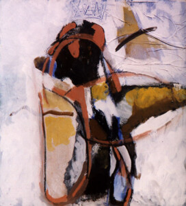 1997 - acrylique et papiers collés sur bois - 48,5 x 44,3 cm Peinture abstraite acrylique sur bois de Fred Soula, sculpteur plasticien en Dordogne