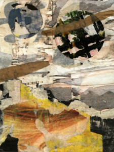 Papiers sur bois (sous-verre) - 30x20 cm - 2005 Collage de l'artiste Fred SOULA, sculpteur plasticien en Dordogne