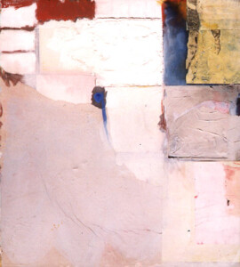 1997 - papiers collés sur bois - 48,5 x 44,3 cm Peinture abstraite acrylique sur bois de Fred Soula, sculpteur plasticien en Dordogne