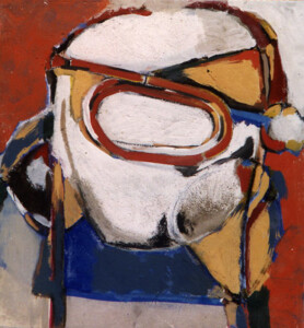 1997 - acrylique et papiers collés sur bois - 48,5 x 44,3 cm Peinture abstraite acrylique sur bois de Fred Soula, sculpteur plasticien en Dordogne