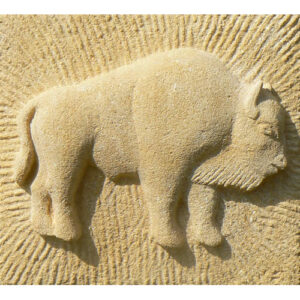 Bison - Sculpture sur pierre en bas-relief, de Fred SOULA